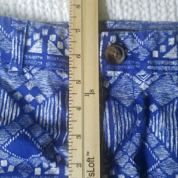 VTG American Eagle Shorts Women's Size 4 Cuffed Midi Stretch Blue Diamond Print - Picture 9 of 11